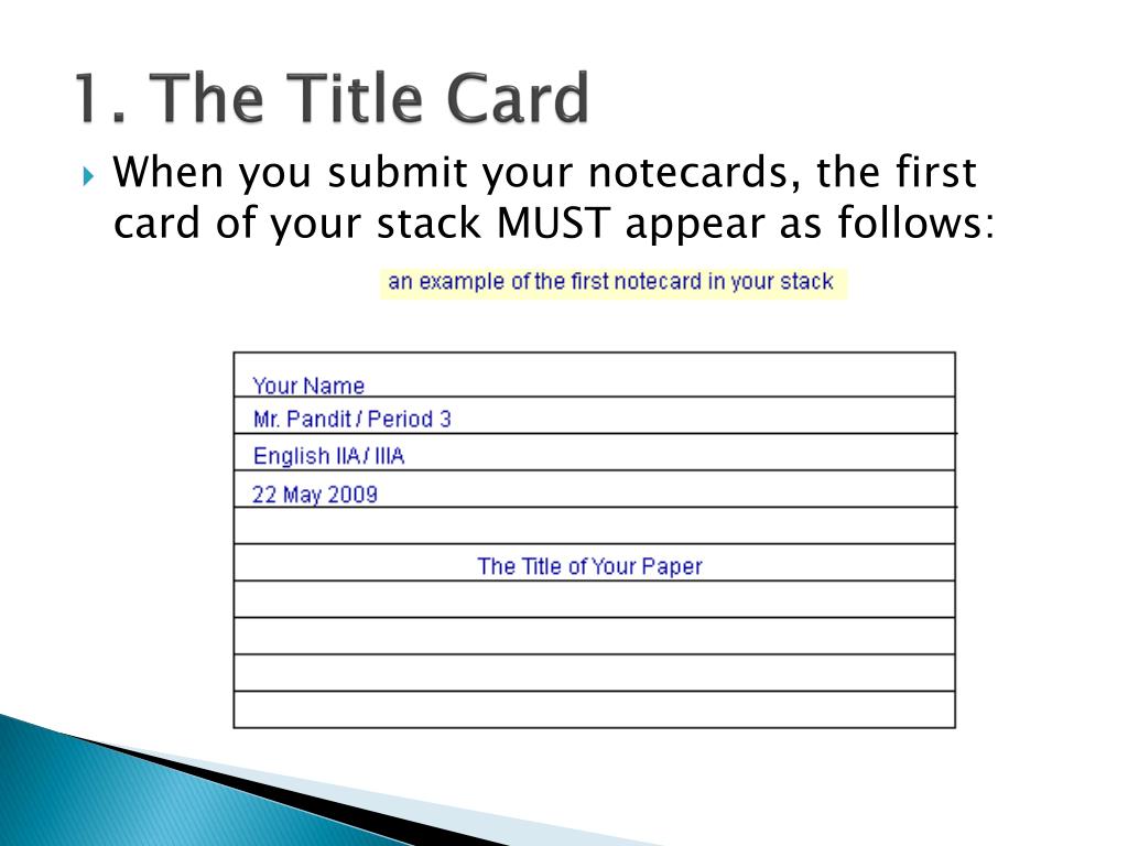 how to write notecards for research paper mla