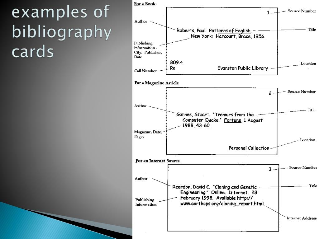 how to do bibliography cards for a research paper
