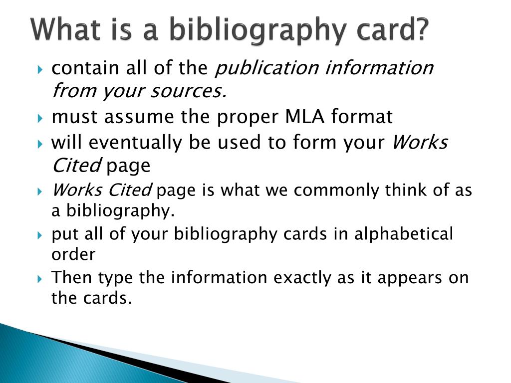 what is a bibliography card