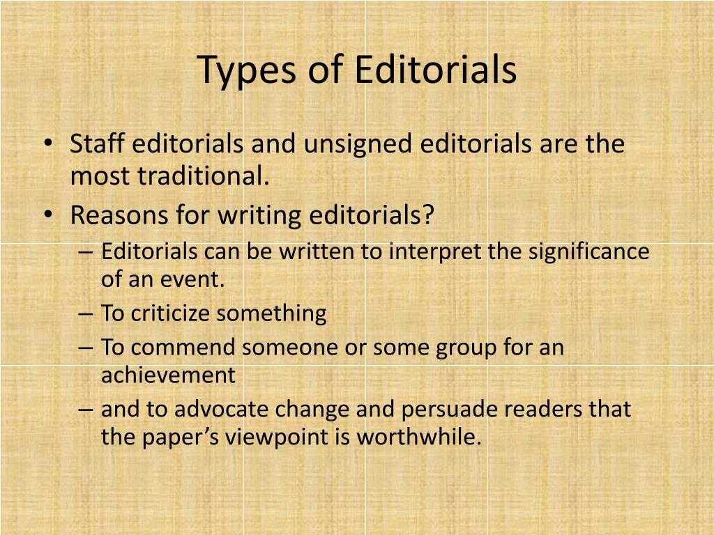 what are the types of editorial writing