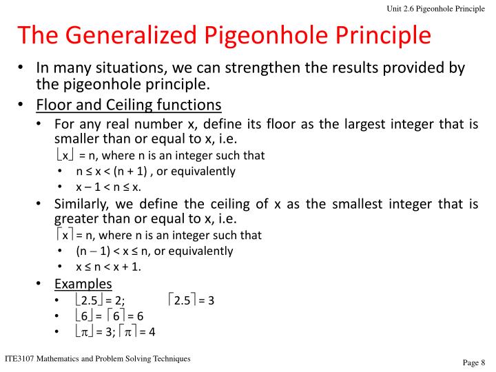 PPT - Unit 2.6 Pigeonhole Principle PowerPoint Presentation - ID:2435237