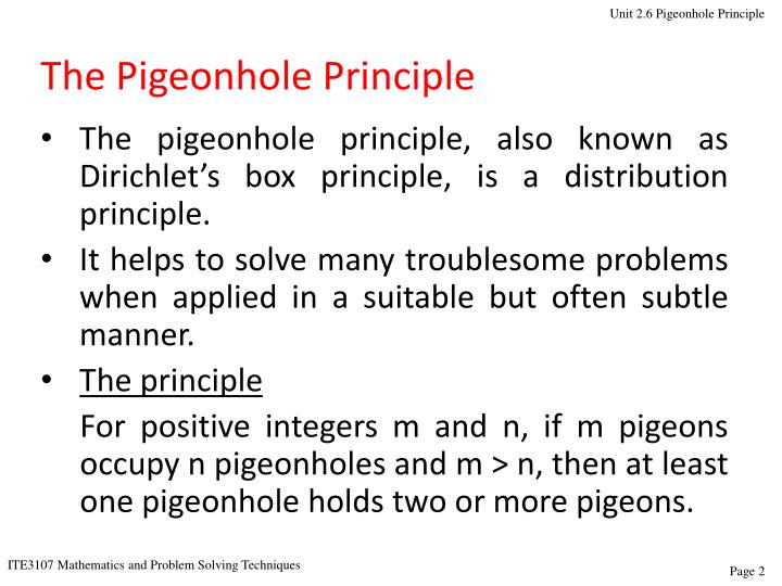PPT Unit 2.6 Pigeonhole Principle PowerPoint Presentation ID2435237