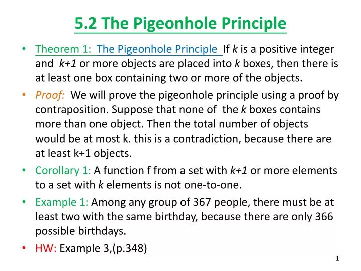 PPT 5.2 The Pigeonhole Principle PowerPoint Presentation, free