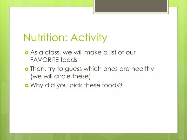 nutrition activity n.