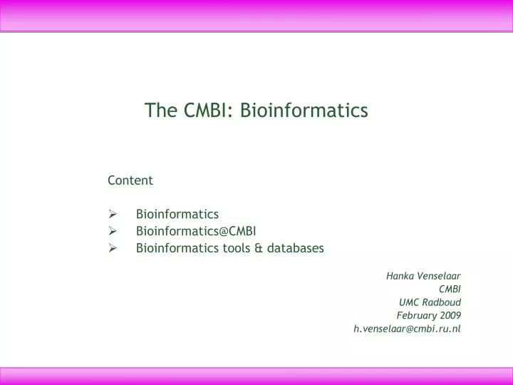 the cmbi bioinformatics n.