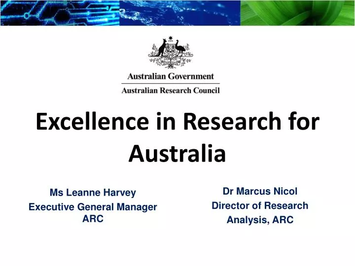 excellence in research for australia n.