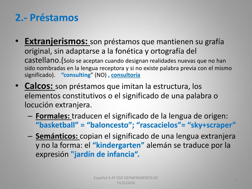 PPT EL L XICO EN CASTELLANO PowerPoint Presentation Free Download 