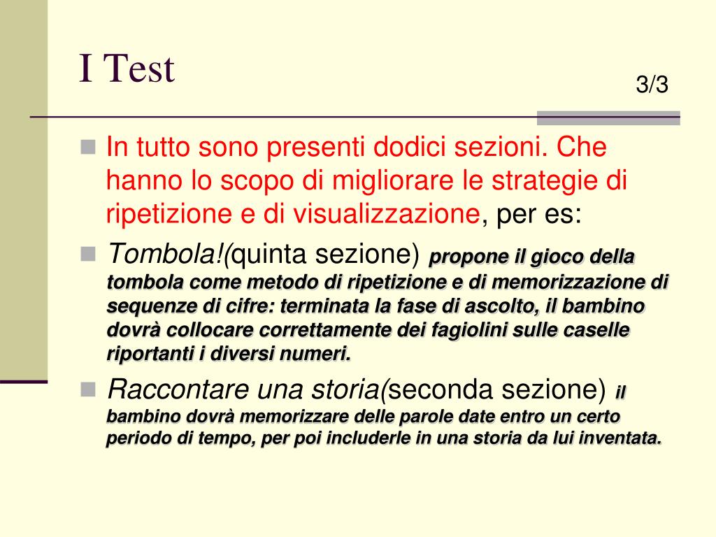 Memoria A Breve Termine Test Per Bambini PPT - Potenziare la memoria a breve termine PowerPoint Presentation