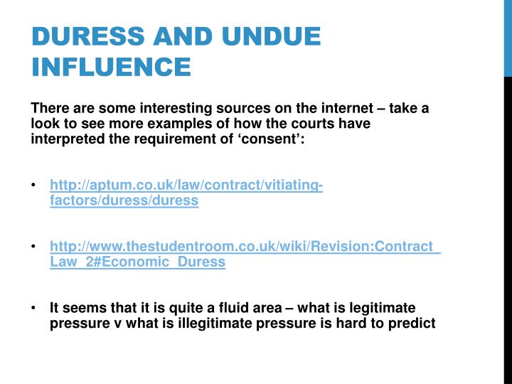 duress vs undue influence