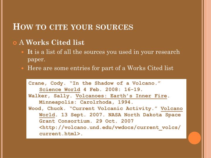 cite sources for a research paper