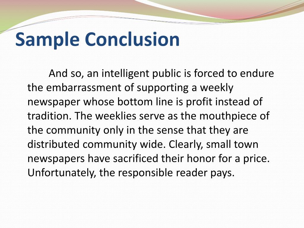 conclusion on presentation of data