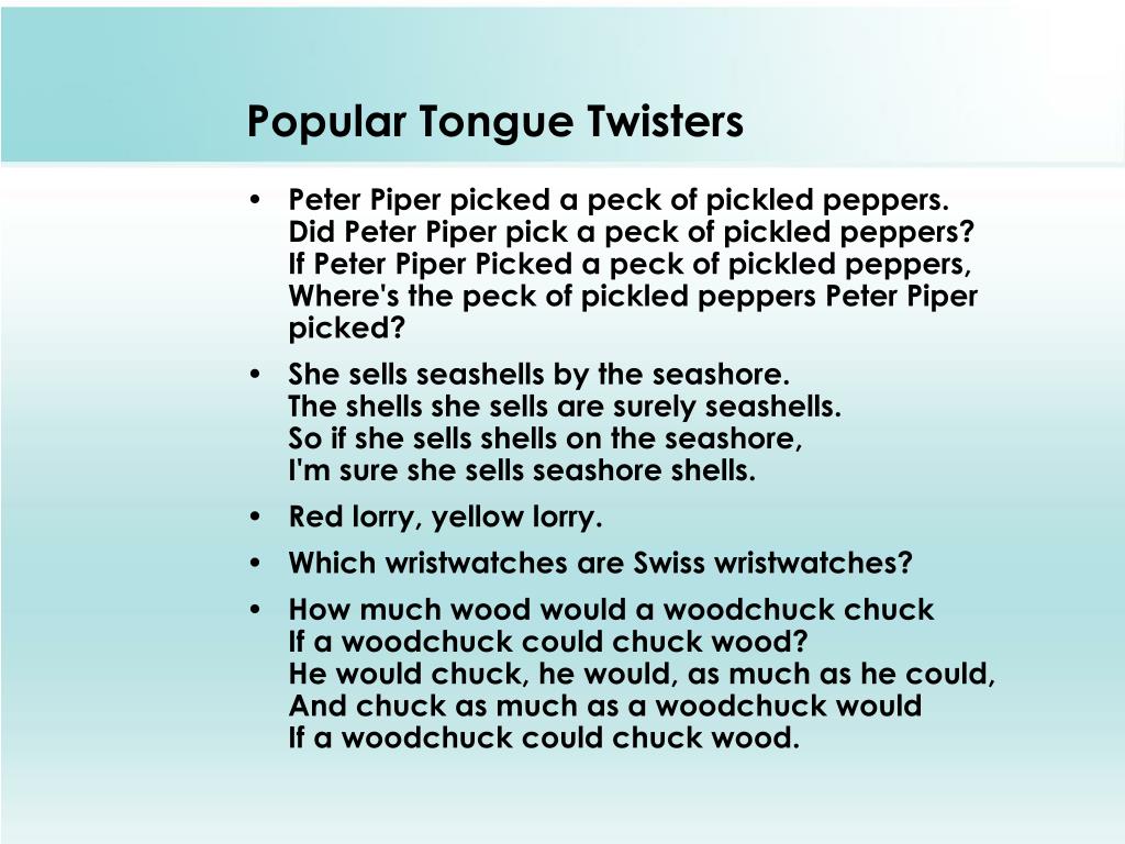 Скороговорка peter. Tongue Twisters for Kids in English. Питер Пайпер скороговорка на английском. Скороговорка Peter Piper picked. Popular tongue Twisters.