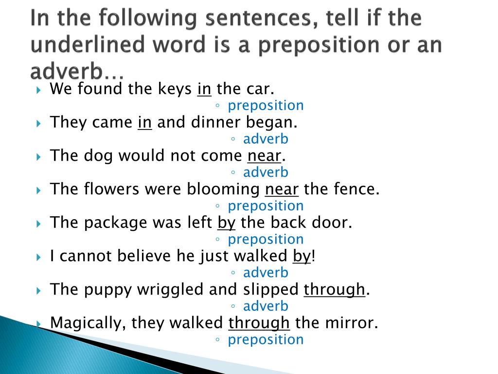 parts of speech underlined words