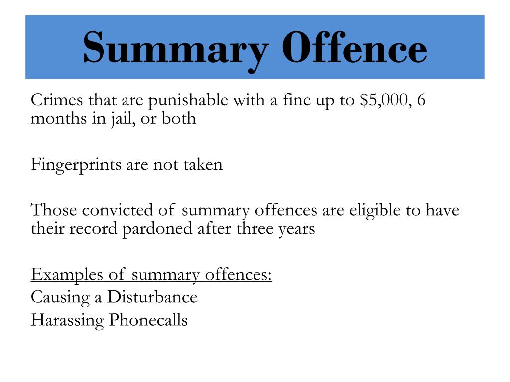 summary offence synonyms