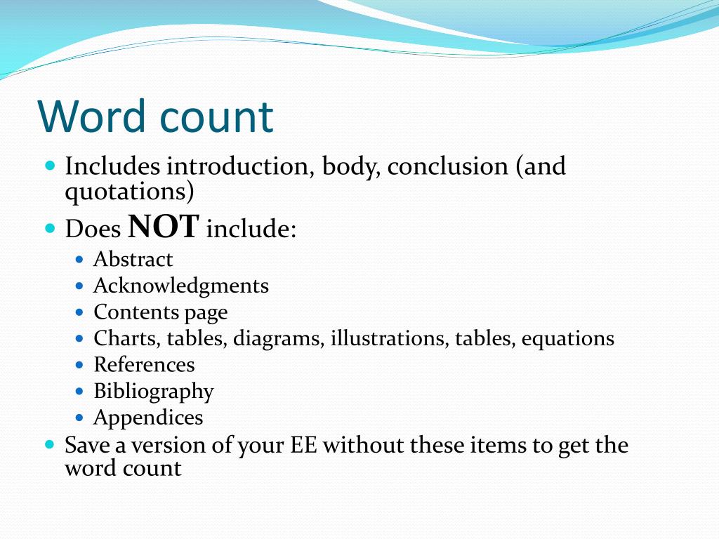 extended essay word counts