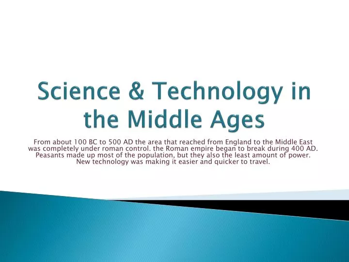 PPT Science & Technology in the Middle Ages PowerPoint Presentation