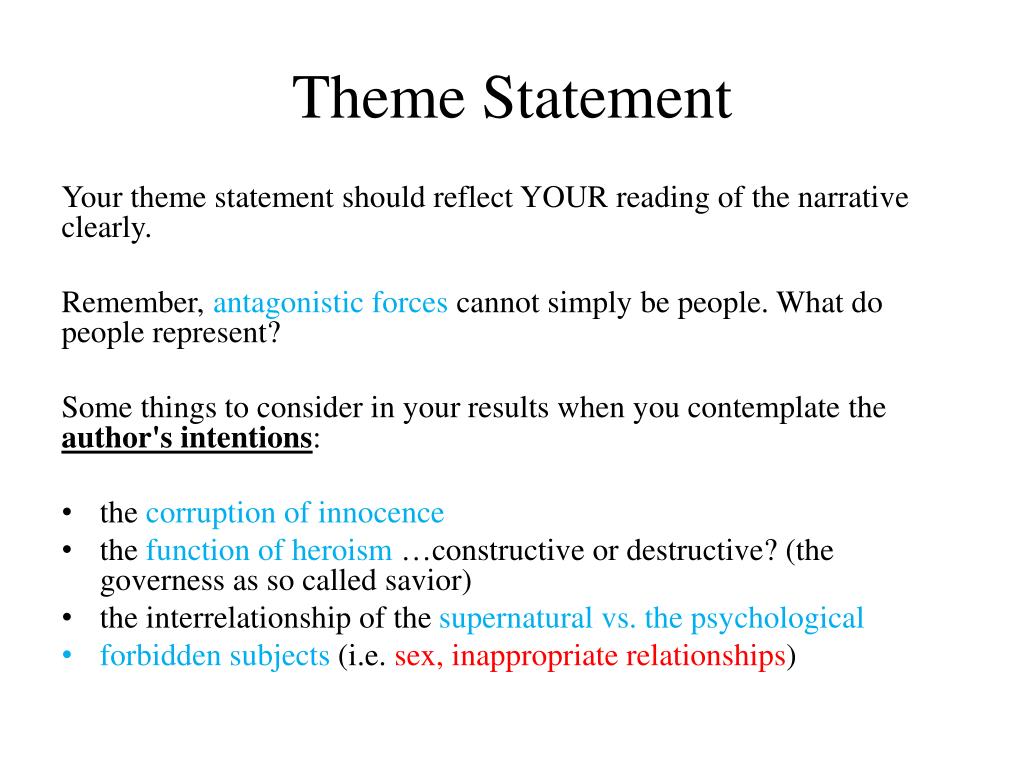 theme statement essay examples