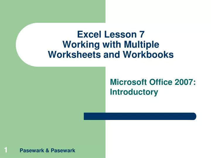 Working With Multiple Worksheets Within A Workbook