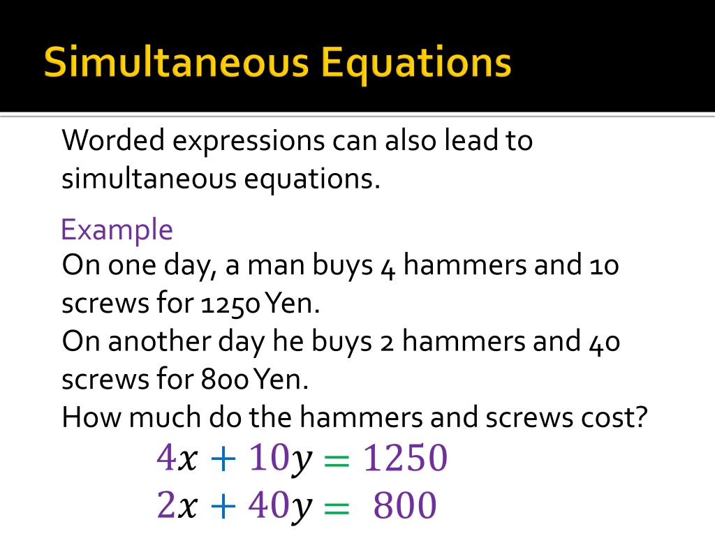 simultaneous equations word problems examples