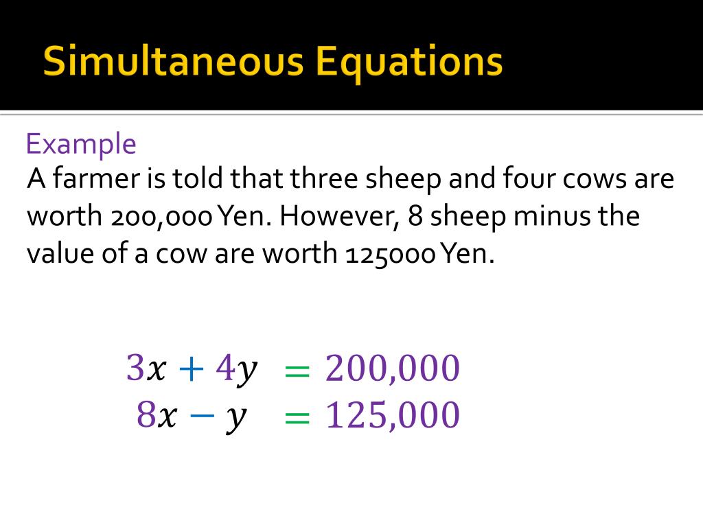 simultaneous equation word problems questions