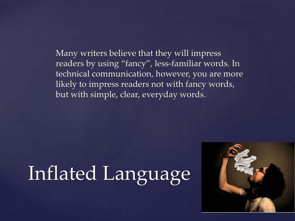 inflated language meaning