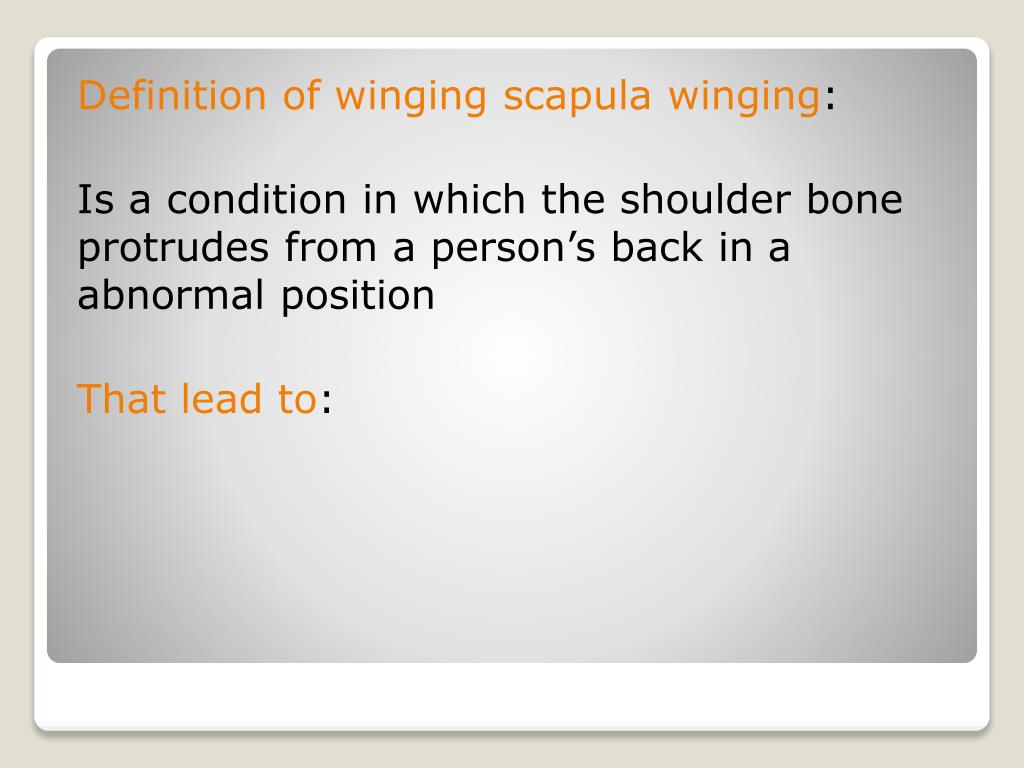 PPT - Winging of scapula PowerPoint Presentation, free download - ID ...