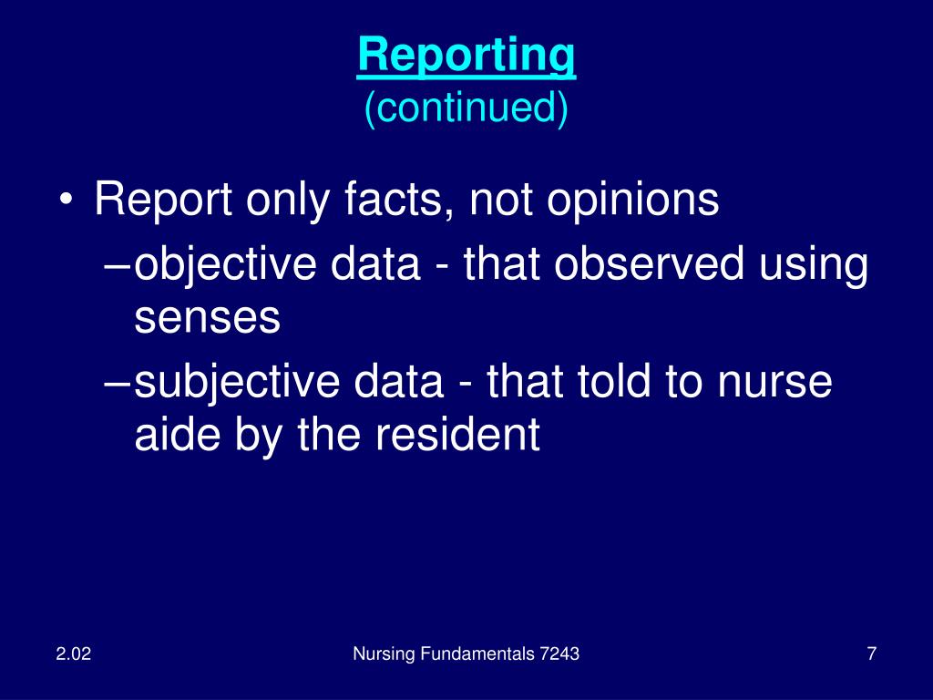 PPT Understand nurse aide observations, recording, and reporting