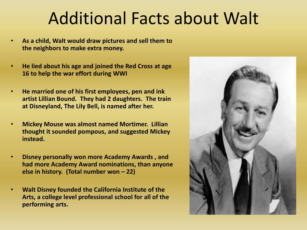 biography walt disney facts