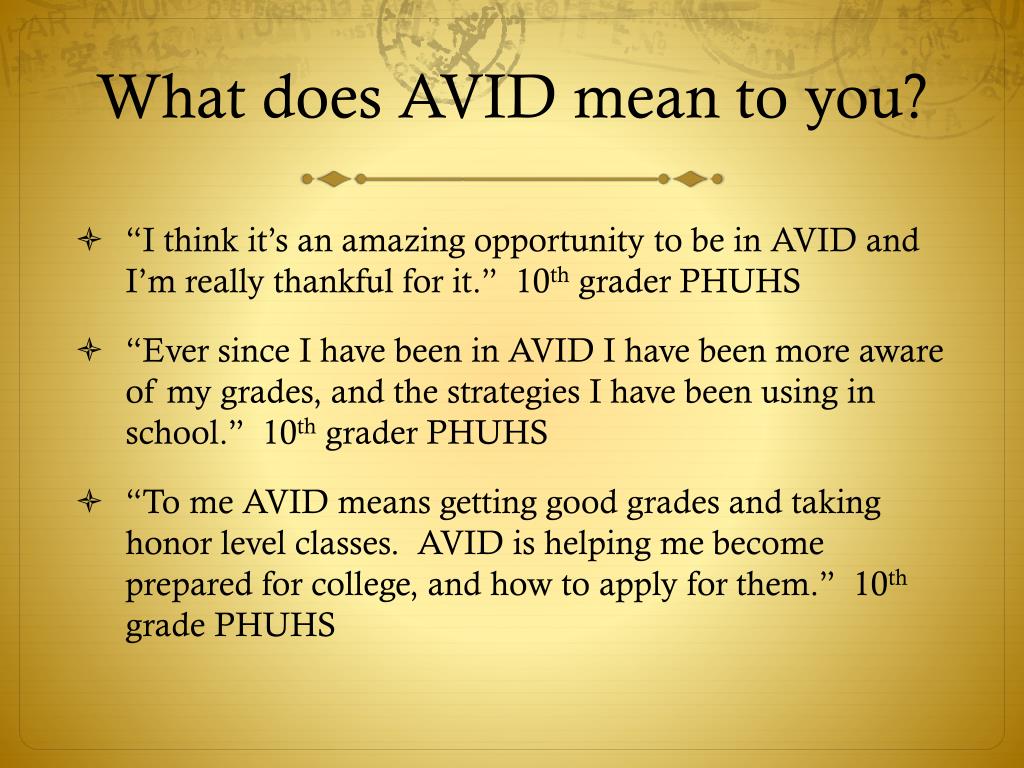 PPT What the students have to say about AVID PowerPoint