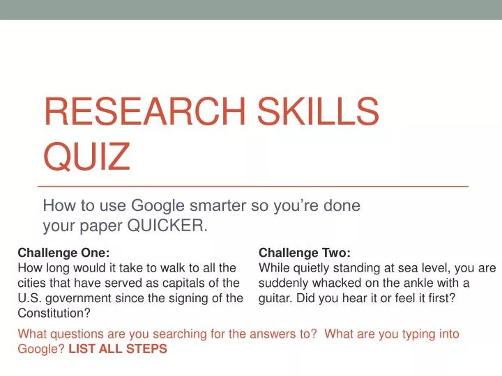 research skills quiz answers