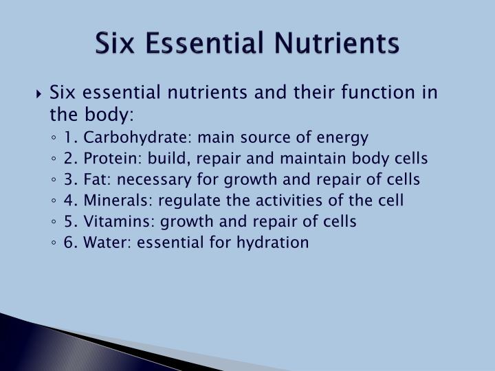 Six Essential Nutrients Six Essential Nutrients And Their Function Six Essential Nutrients Six Essential Nutrients And Their Function