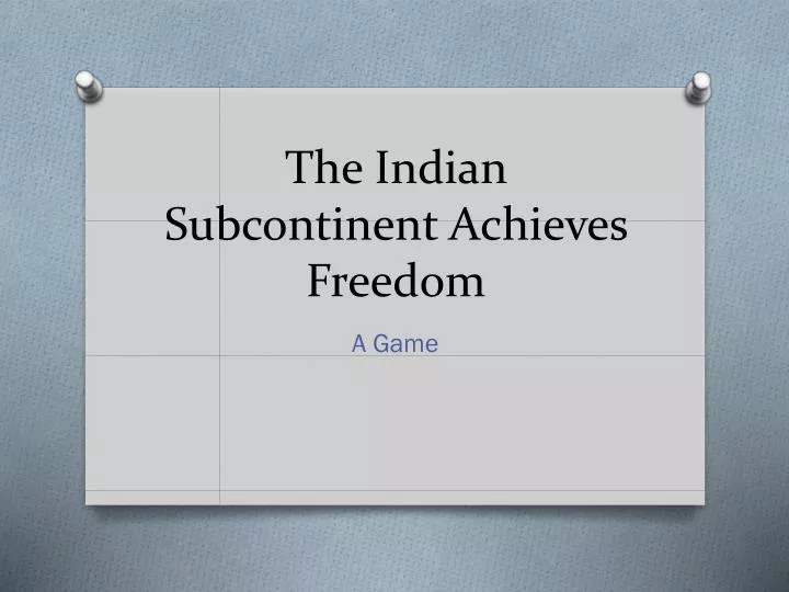 the indian subcontinent achieves freedom n.