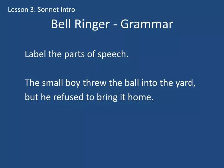 PPT Bell Ringer Grammar PowerPoint Presentation, free download ID