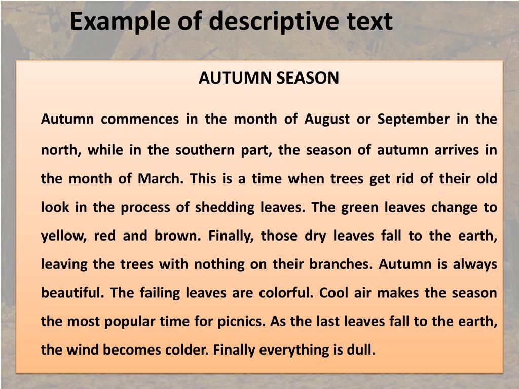 descriptive text example