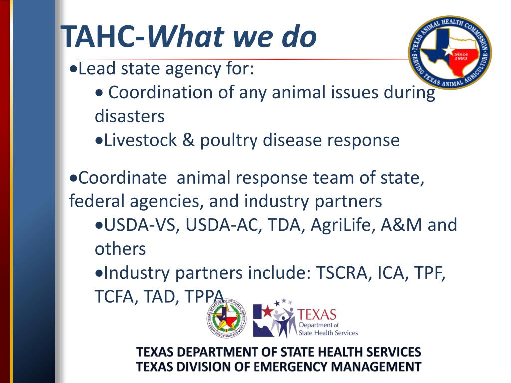 PPT Texas Animal Health Commission (TAHC) “Because livestock and