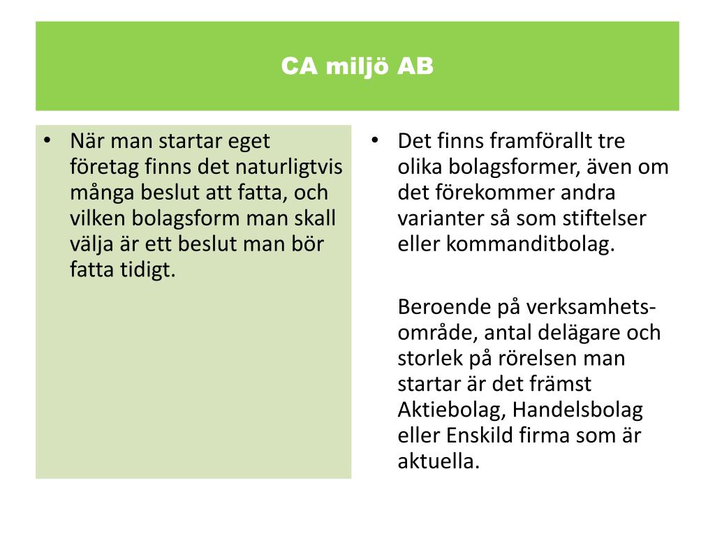 PPT - CA miljö AB PowerPoint Presentation, free download - ID:2458554