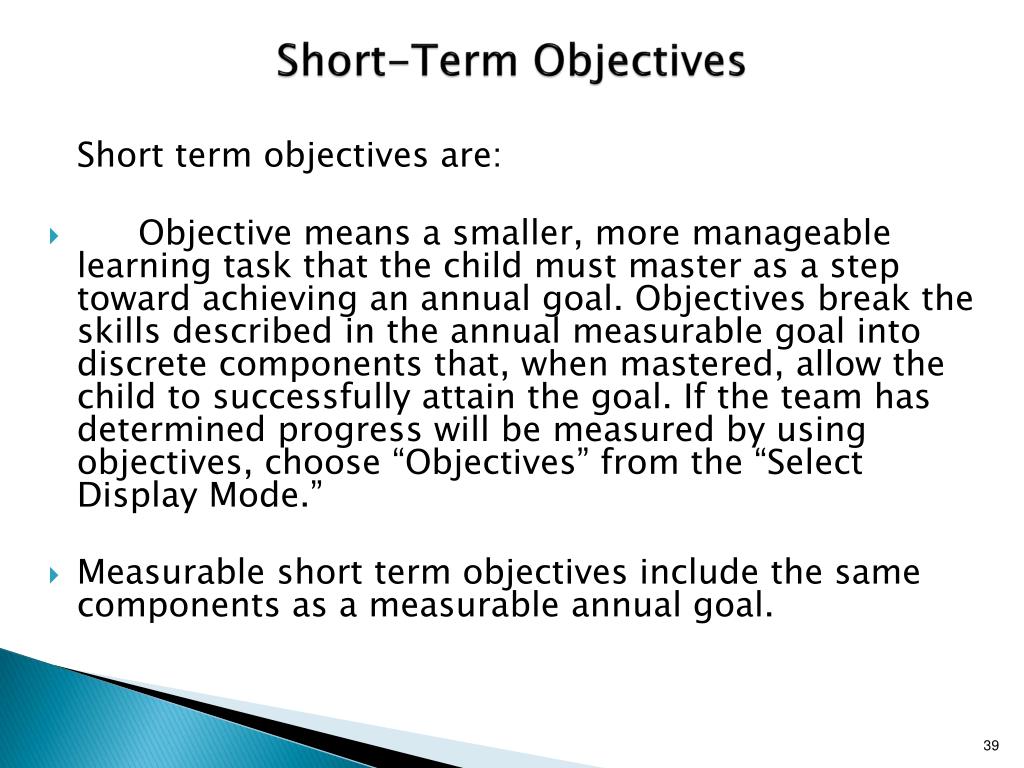 PPT Developing Measurable Annual Goals, ShortTerm Objectives