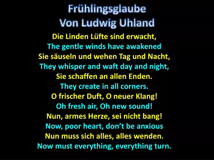 Die Linden Lüfte Sind Erwacht PPT - Die Linden Lüfte sind erwacht , The gentle winds have awakened