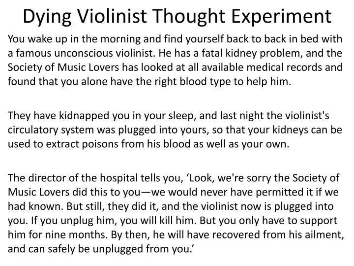 PPT Dying Violinist Thought Experiment PowerPoint Presentation, free