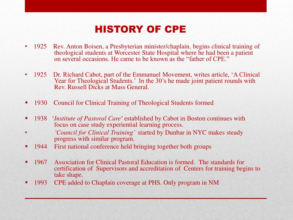 PPT CLINICAL PASTORAL EDUCATION PowerPoint Presentation, free