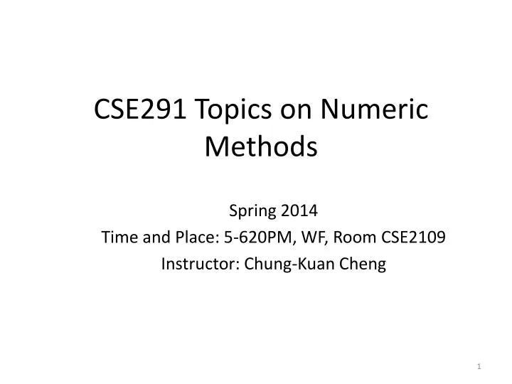 cse291 topics on numeric methods n.