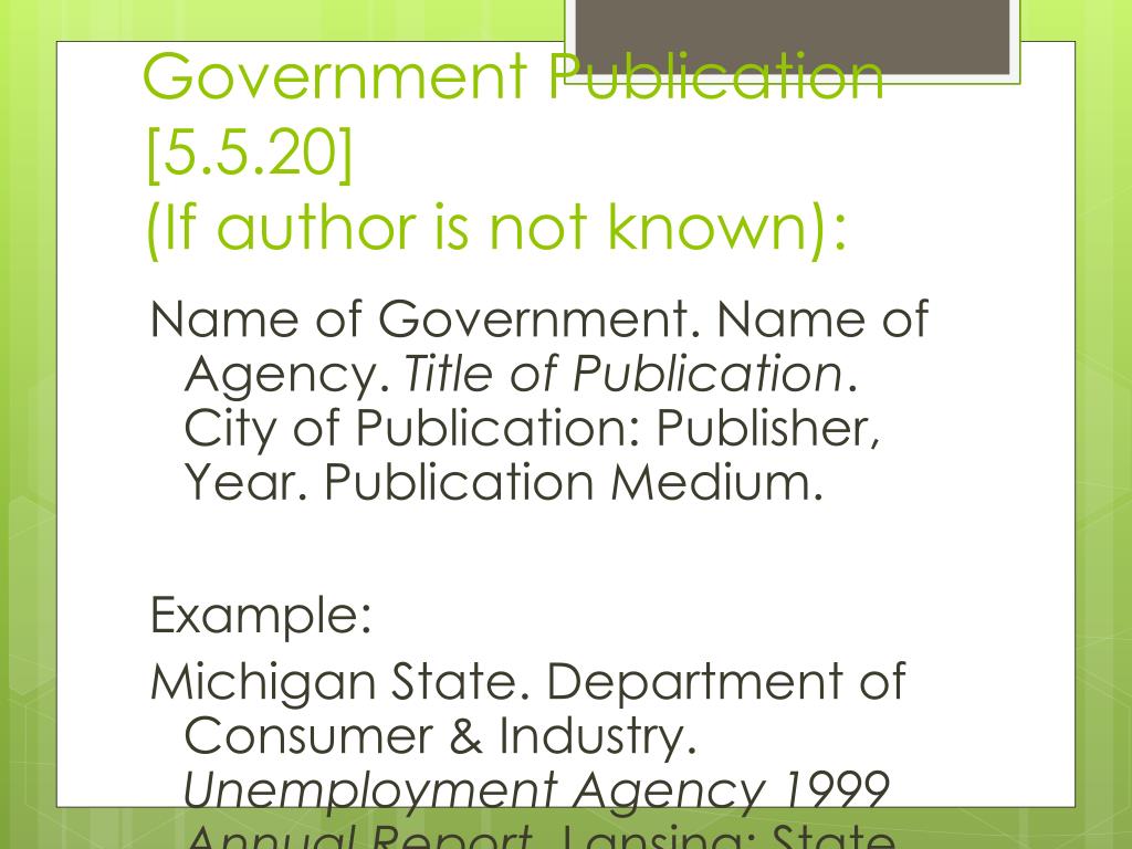 government report mla citation