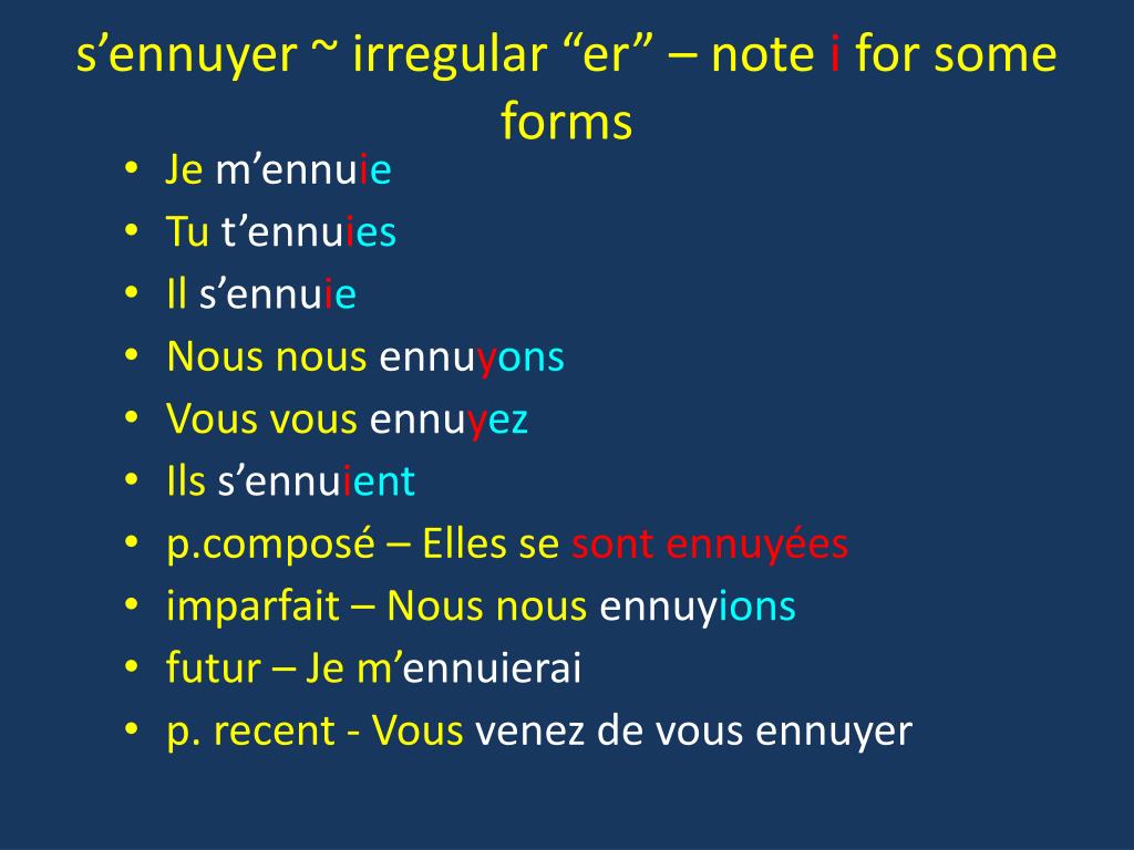 Verbe s'ennuyer au présent