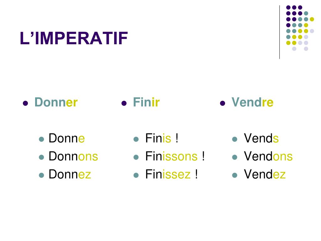 le mode impératif passé