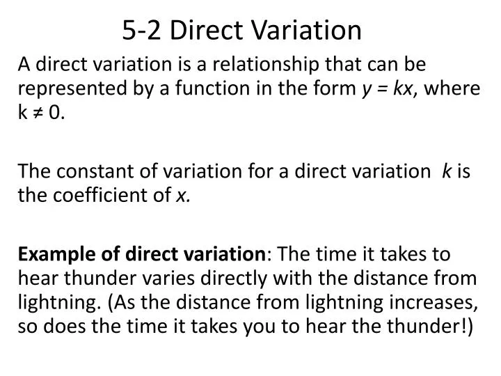 PPT - 5-2 Direct Variation PowerPoint Presentation, free download - ID ...