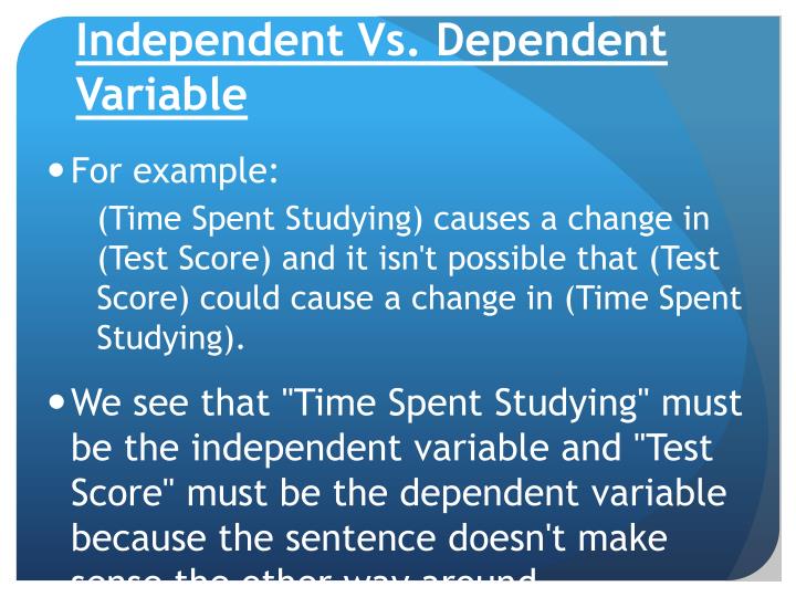 Independent Variable Vs Dependent Variable Dependent Variable An