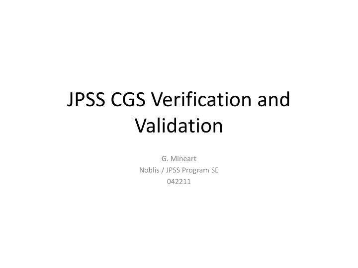 jpss cgs verification and validation n.