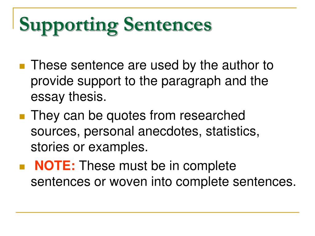 supporting sentences in essay