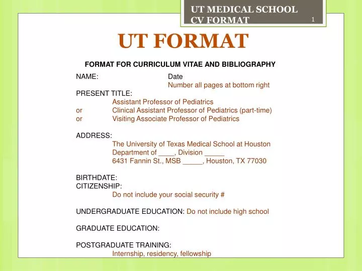 PPT UT FORMAT PowerPoint Presentation, free download ID2466104