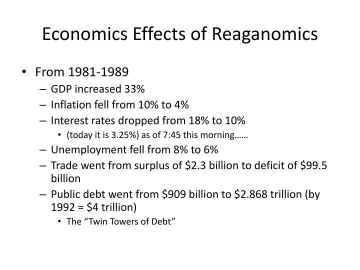 consequences reaganomics For reaganomics to be truly successful, america should be politically flexible enough to have to blame neither the fed for the domestic consequences nor japan for the international consequences of her own policy mix. consequences reaganomics For reaganomics to be truly successful, america should be politically flexible enough to have to blame neither the fed for the domestic consequences nor japan for the international consequences of her own policy mix.